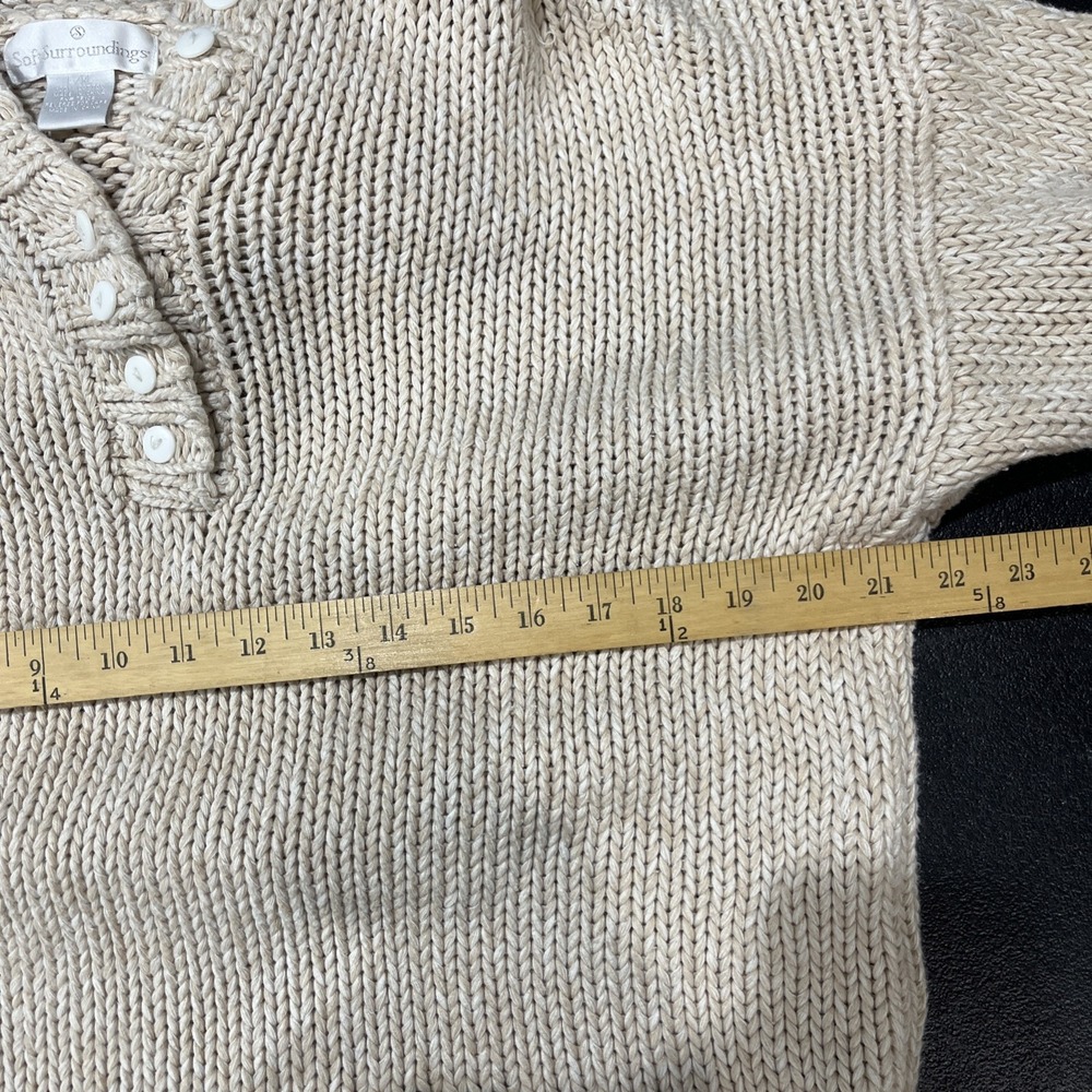 Soft Surroundings Chunky Knit Hooded Sweater XL Beige Fisherman‎ Cottage Granola - Picture 5 of 6